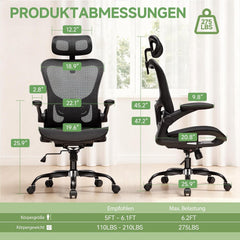 Ergonomische Bureaustoel -  Office Chair - Gamestoel - Volwassenen - Zwart - COMHOMA