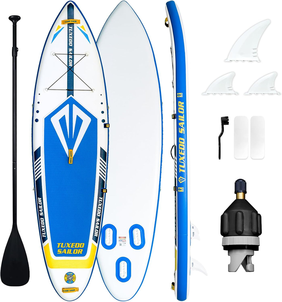 Tuxedo Sailor opblaasbaar stand-up paddleboard, ultralicht, inclusief accessoires zoals vinnen en een verstelbare peddel voor yoga, surfen en toeren