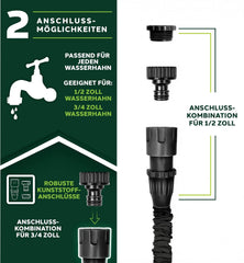 TRESKO® flexiSchlauch - flexibele tuinslang, waterslang, rekbaar Flexi Wonder (zwart 60 meter)