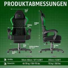 Ergonomische Bureaustoel - Office Chair - Gamestoel - Volwassenen - Zwart/Groen - Ferghana