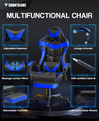 Ergonomische Bureaustoel -  Office Chair - Gamestoel - Volwassenen - Blauw - ST