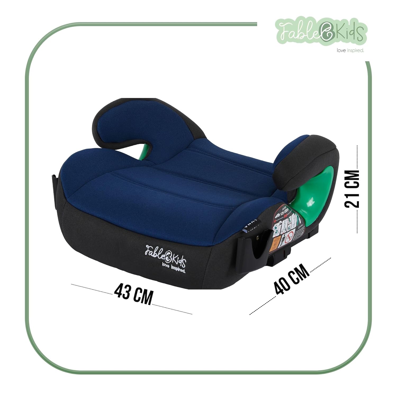 FableKids Zitverhoging auto kinderen Isofix | 3-punts veiligheidsgordel | kinderzitverhoging tot ca. 12 jaar | autostoel voor kinderen 125-150 cm met bekerhouder | ECE R129/03 | blauw