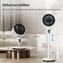 Ventilator staand - Statiefventilator - Staande ventilator - Verstelbaar - Wit - Aigostar