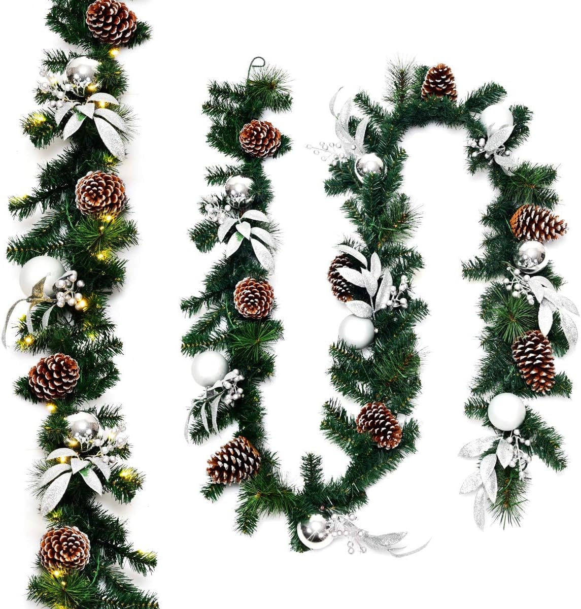 Guirlande met verlichting - Kerstslinger - Kerstversiering - Kerstverlichting - COSTWAY •
