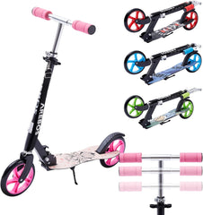 Arebos Cityroller groene scooter in hoogte verstelbaar | inklapbaar | incl. draagriem | XXL wielen | traprem | voor kinderen en volwassenen | tot 100 kg belastbaar | kickscooter | kickscooter