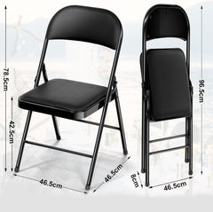Klapstoelen - Vouwstoelen - Set van 6 - Eettafelstoelen - Zwart