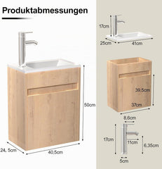 UEV Wastafel met onderkast 40,6 cm, gastentoilet wastafel, natuur