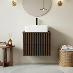 UEV Wastafelonderkast voor gastentoilet/kleine badkamer, wastafel klein 61 cm, badkamerkast, badkamerkast, wastafelonderkast hangend, wastafelonderkast met voldoende opbergruimte, ruimtebesparend