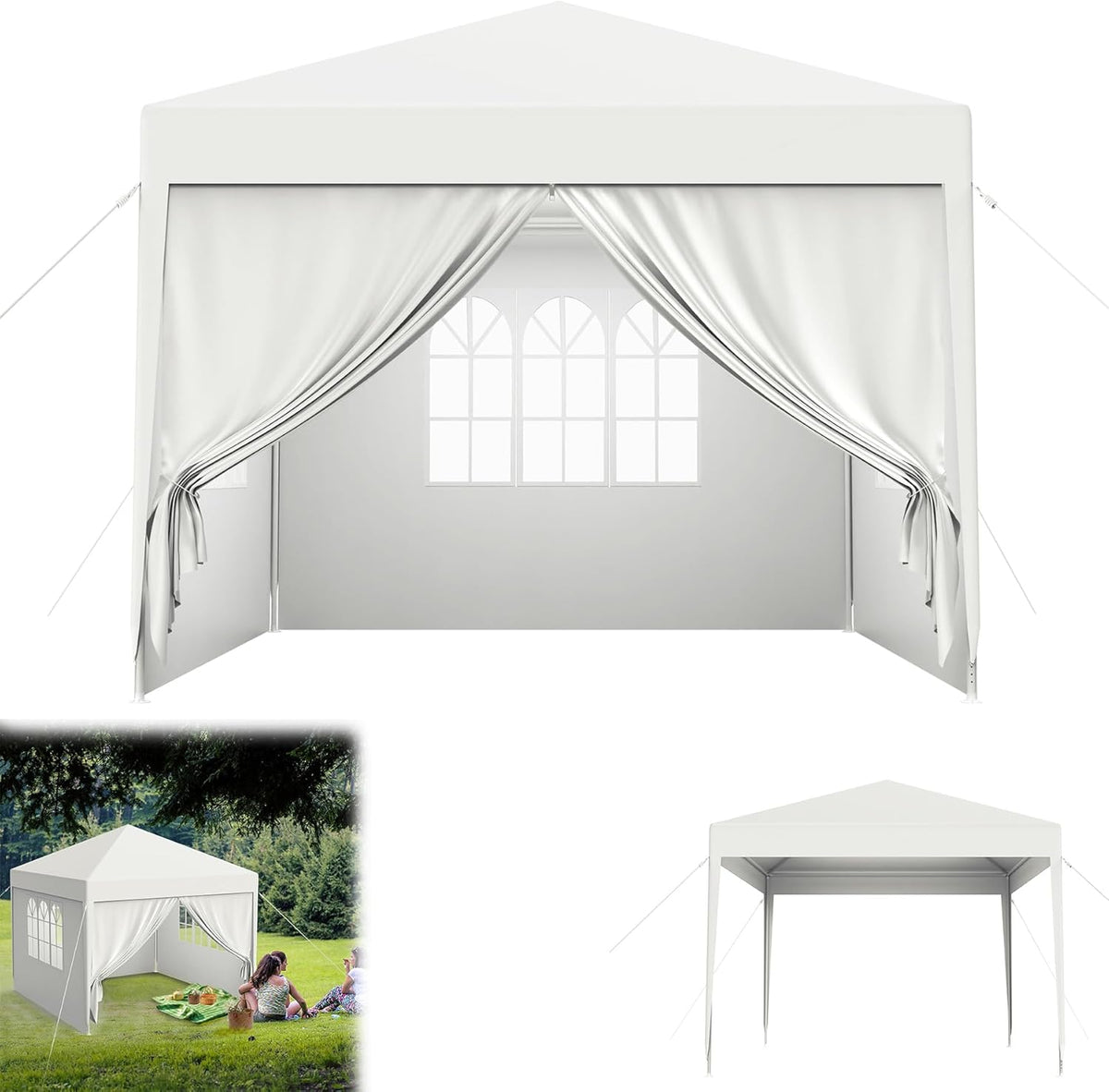 Partytent - 3x3m - Paviljoen - Waterdicht - Wit - Froadp