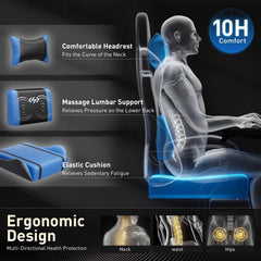Ergonomische Bureaustoel -  Office Chair - Gamestoel - Volwassenen - Zwart/Blauw - HLDIRECT