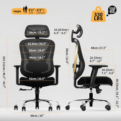Ergonomische Bureaustoel -  Office Chair - Gamestoel - Volwassenen - Zwart/Goud - HOLLUDLE