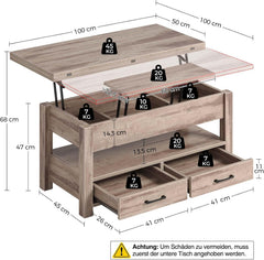 Salontafel met opbergruimte - Koffietafel - 100x50 cm - Kameelbruin - Rolanstar