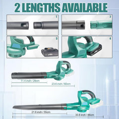 Snoerloze bladblazer, 140 CFM 130 MPH Snoerloze tuinblazers met 2 stuks 5,5 Ah-accu's, 2-delige buizen, snelheidsregelaar, elektrische bladblazer voor stof, sneeuwpuin, tuin, werk rond het huis