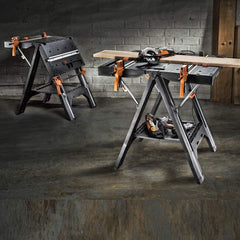 WORX Pegasus WX051 mobiele multifunctionele werkbank, max. belasting 450kg, inklapbaar voor de werkplaats, incl. snelklemvoorziening