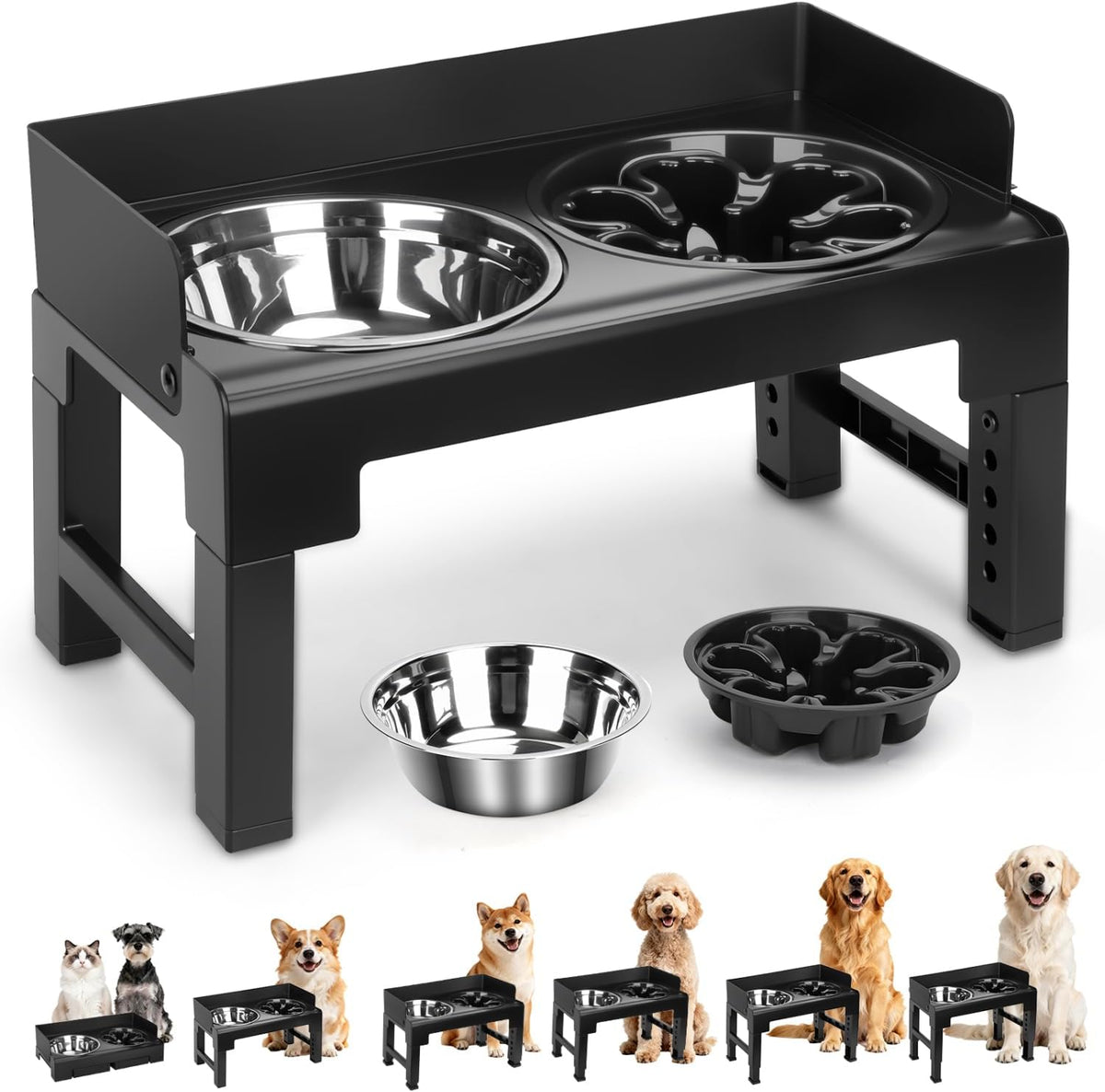 Voerbak Hond - Drinkbak Hond - Zwart - Nobleza •