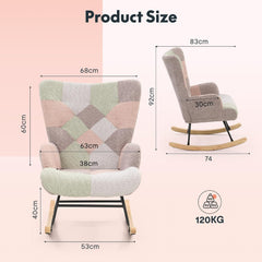 Schommelstoel - Fauteuil met armleuning - Relaxfauteuil - Relaxstoel - Roze/Bruin - FLEXISPOT
