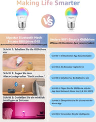 E27 LED lamp - Dimbaar - Smart lamp - 6,5W - 4 stuks - Aigostar