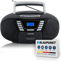 Blaupunkt B 120 BK Draagbare cd-speler met bluetooth, cassetterecorder, audioboek-functie, met USB, klein, AUX-in, PLL FM-radio, met cd-speler, zwart