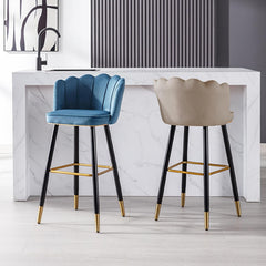 Barkrukken set van 2 - Barstoel met rugleuning - Barkruk - Barstoelen - Grijs - Wahson