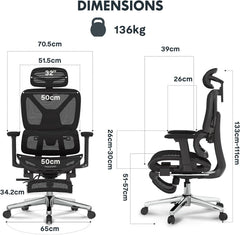 Ergonomische Bureaustoel -  Office Chair - Gamestoel - Volwassenen - Zwart - C7B Lite PRO -  FLEXISPOT