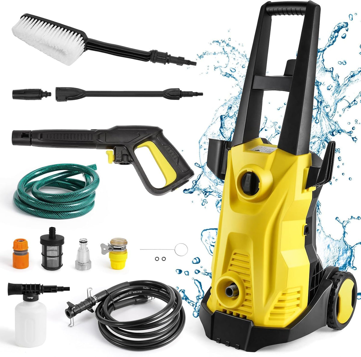 Hogedrukreiniger - Hogedrukspuit - Terrasreiniger - 1500W - Geel