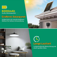 Aigostar Hanglamp op zonne-energie, 8 m kabel, voor buiten, hangend met afstandsbediening en trekkoord, 6000 mAh, grote batterijcapaciteit, IP65 waterdicht, zonnelamp voor binnen en buiten, tuin