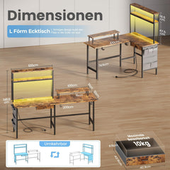 Gaming bureau - Gaming desk - Hoekbureau - 150x100 cm - Bruin - HLONONE