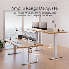 Zit sta bureau - Elektrisch - Verstelbaar - 160x60 cm - Wit/Bruin - QE1M - FLEXISPOT