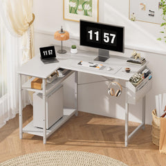 Bureau - Computertafel - Hoekbureau - 110x80 cm - Wit - HLDIRECT