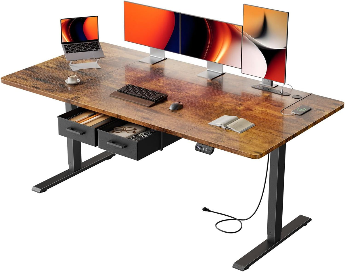 Zit sta bureau - Elektrisch - Verstelbaar - 160x80 cm - Bruin - HLDIRECT