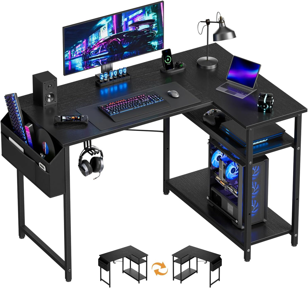 Bureau - Computertafel - Computerbureau - 110x80 cm - Zwart - HLONONE