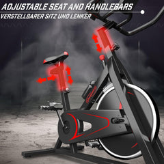 Physionics® Hometrainer, fiets, met lcd-display, ergometer, hartslagmeter, max. 120 kg, zitting en handgreep verstelbaar, fitnessfiets, hometrainer, fiets, indoor, fitnessfiets, cycling, speedbike •