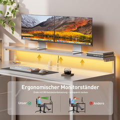Gaming bureau - Gaming desk - Gaming tafel - 112x50 cm - Wit - HLONONE