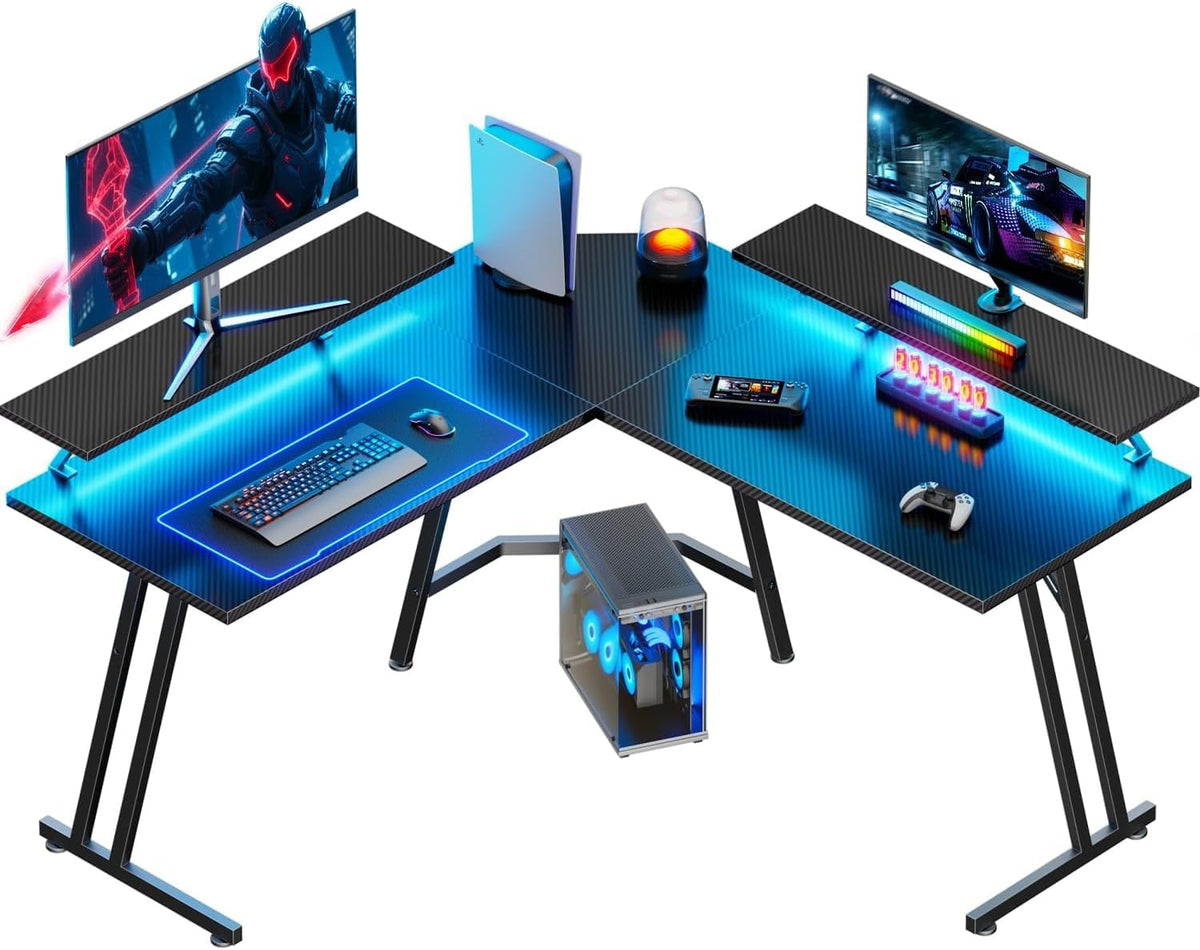 Gaming bureau - Gaming desk - Hoekbureau - 130x130 cm - Zwart