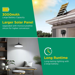 Aigostar Hanglamp op zonne-energie, 8 m kabel, voor buiten, hangend met afstandsbediening en trekkoord, 3000 mAh, grote batterijcapaciteit, IP65 waterdicht, zonnelamp voor binnen en buiten, tuin
