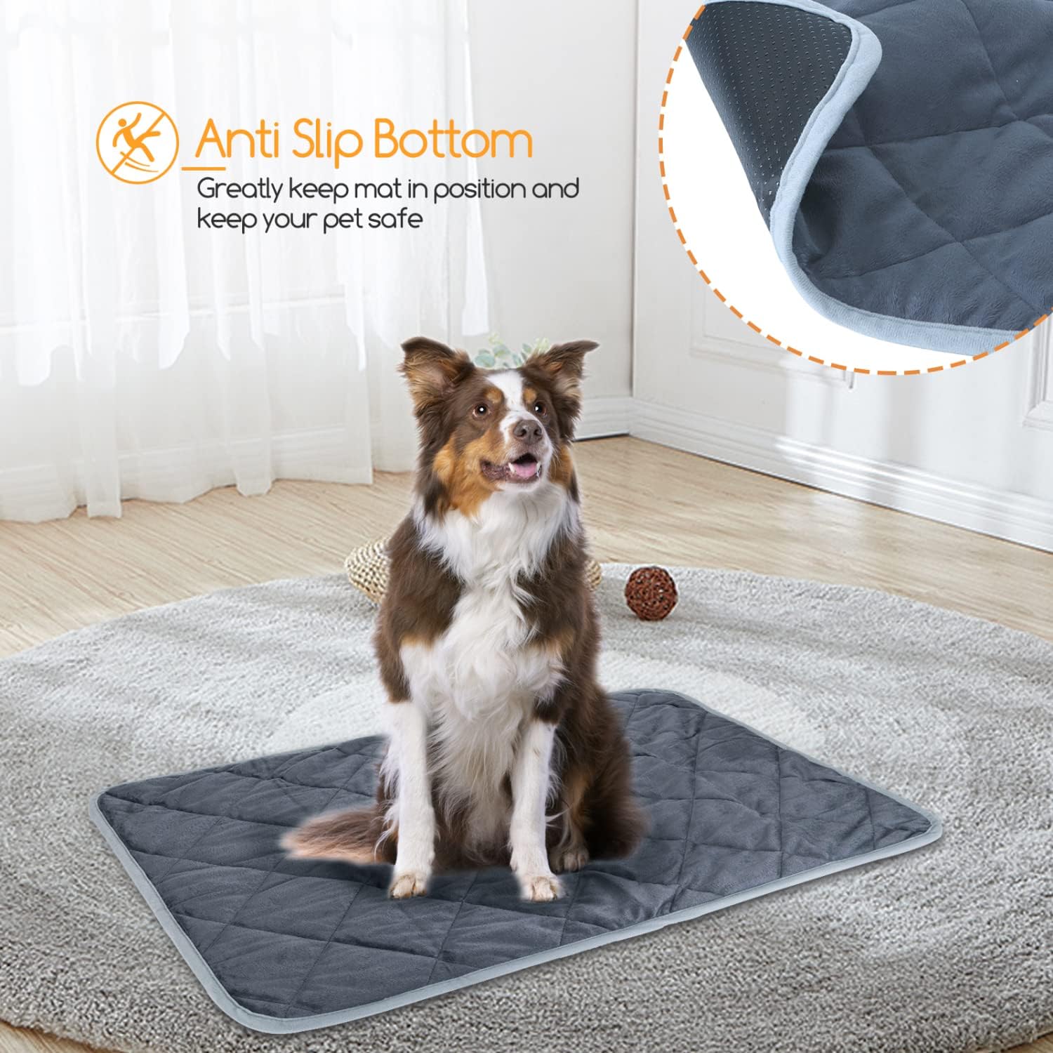Vetbed Hond – Hondenmat - Warmtedeken Hond - 88x58 cm – Donkergrijs - Nobleza