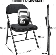 Klapstoelen - Vouwstoelen - Set van 6 - Eettafelstoelen - Zwart - SUGIFT
