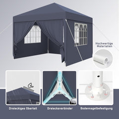Partytent - 3x3m - Paviljoen - Antraciet - FIVMEN