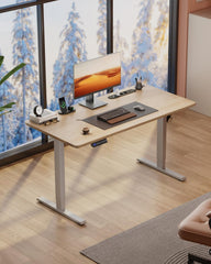 Zit sta bureau - Elektrisch - Verstelbaar - 140x60 cm - Esdoorn - HLFURNIEU