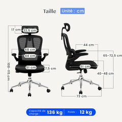 FLEXISPOT OC3 Lite bureaustoel, ergonomische draaibare bureaustoel met mesh bekleding, hoogteverstelling, 2D-armleuningen en onafhankelijke C-vormige lendensteun, ademend mesh, zwart