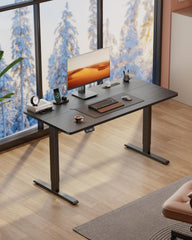 HLDIRECT Elektrisch staand bureau met stopcontacten, 100x60cm, zwart, 60kg