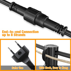 Led Lichtsnoer Buiten,45 Meters Lichtslinger Verlichting met 75+2 G40 Led Lampen, IP45 Waterdicht Lichtketting Gloeilamp Buiten Outdoor Lichterketting voor Patio, Terras, Tuin, Feest