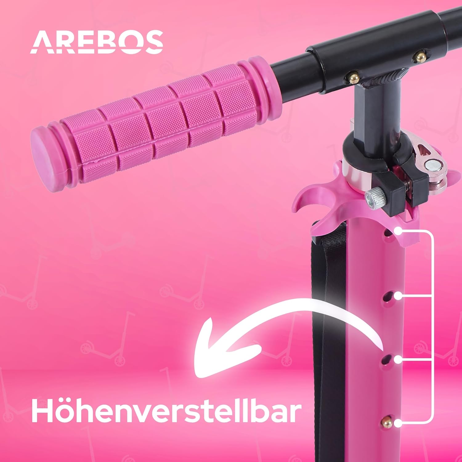 Arebos City Scooter, Hoogteverstelbaar | Opvouwbaar | Inclusief draagriem | XXL wielen | Kickrem | Voor kinderen en volwassenen | Draagvermogen tot 100 kg | Kickstep | Kickstep