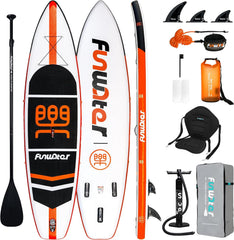 FunWater SUP opblaasbaar stand-up paddleboard, 335x84x15cm, Oranje/Wit