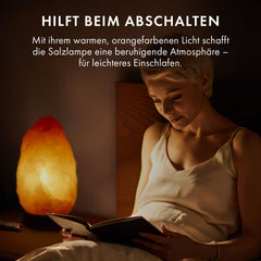 The Body Source Zoutlamp (5-7 kg) met dimschakelaar licht op een houten standaard - nachtlampje incl. 10W gloeilampen en geschenkdoos