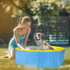 Hondenzwembad - 160x30cm - Dierenzwembad - Zwembad hond - Blauw/Geel - Nobleza