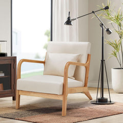 Fauteuil met armleuning - Relaxfauteuil - Relaxstoel - Massief hout - Wit - U-MAX