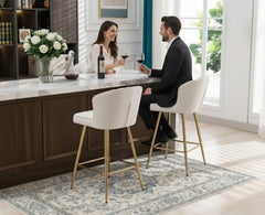 Barkrukken set van 2 - Barstoel met rugleuning - Barkruk - Barstoelen - Beige - Chairus