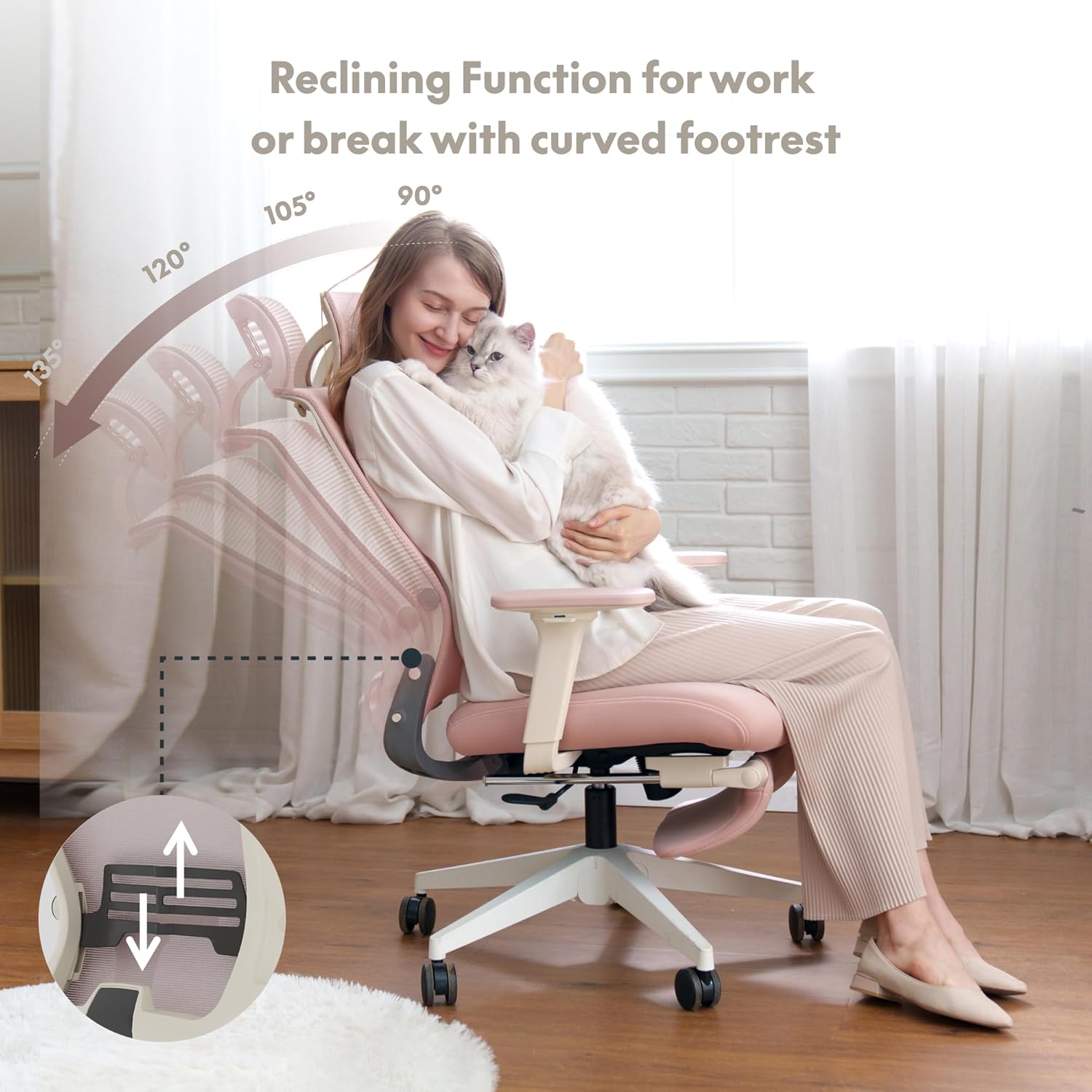 Ergonomische Bureaustoel -  Office Chair - Gamestoel - Volwassenen - Roze - FLEXISPOT