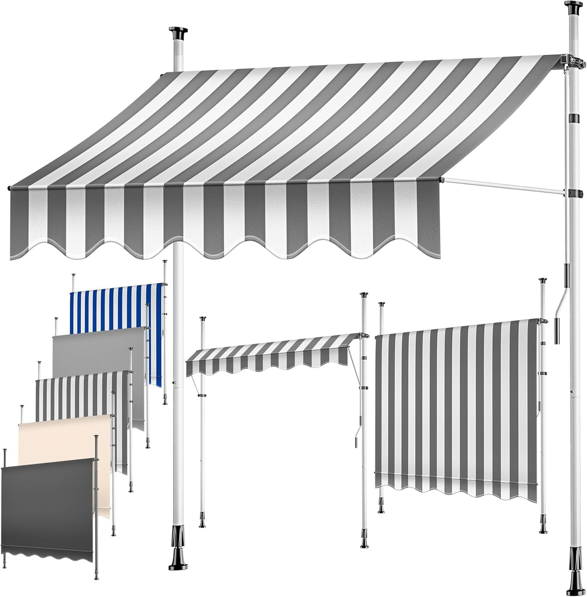 KESSER® Klemluifel - Balkonluifel zonder boren - 250cm - Verstelbaar - Wit